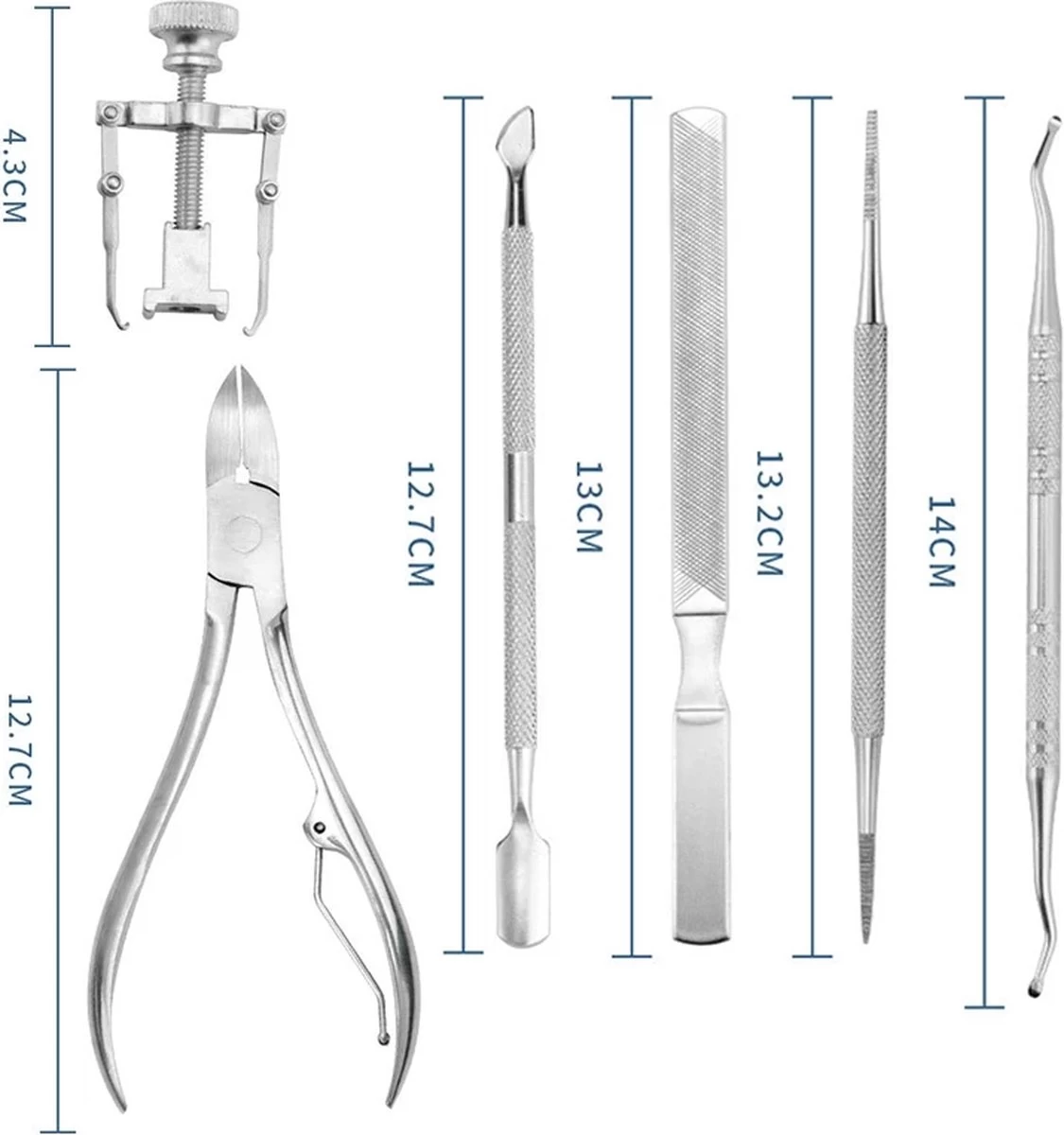7-Delige Pedicure Set - Nagelverzorging - Nagelset - Ingegroeide Teennagel - Nagelknipper - Nail Clippers - Ingrown Toenail 6 7-Delige Pedicure Set - Nagelverzorging - Nagelset - Ingegroeide Teennagel - Nagelknipper - Nail Clippers - Ingrown Toenail - Afbeelding 6