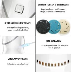 DynaBright Elektrische Eeltverwijderaar Met Stofzuigsysteem - Inc. 3 Vlijlschijven - 2 Standen - Voetvijl - Eeltvijl - Eelt Verwijderaar -USB Oplaadbaar - Geïntegreerde Zuigfunctie -Manicure En Pedicure 1186x1200