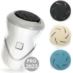 DynaBright Elektrische Eeltverwijderaar Met Stofzuigsysteem - Inc. 3 Vlijlschijven - 2 Standen - Voetvijl - Eeltvijl - Eelt Verwijderaar -USB Oplaadbaar - Geïntegreerde Zuigfunctie