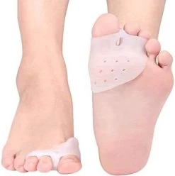 Merkloos Siliconen Teenspreider Voor 3 Tenen - Bunion Beschermer - Voorvoetkussen - Hallux Valgus Tegen Pijn - Voor In Schoenen - Set Van 2 - Wit