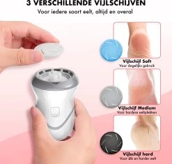 DynaBright Elektrische Eeltverwijderaar Met Stofzuigsysteem - Inc. 3 Vlijlschijven - 2 Standen - Voetvijl - Eeltvijl - Eelt Verwijderaar -USB Oplaadbaar - Geïntegreerde Zuigfunctie -Manicure En Pedicure 1200x1141