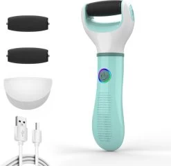 Vastu Eeltverwijderaar - Elektrische Oplaadbare Voetvijl Inclusief Opvangdoekje & Opbergzakje - Callus Remover - Inclusief Extra Opzetvijlen