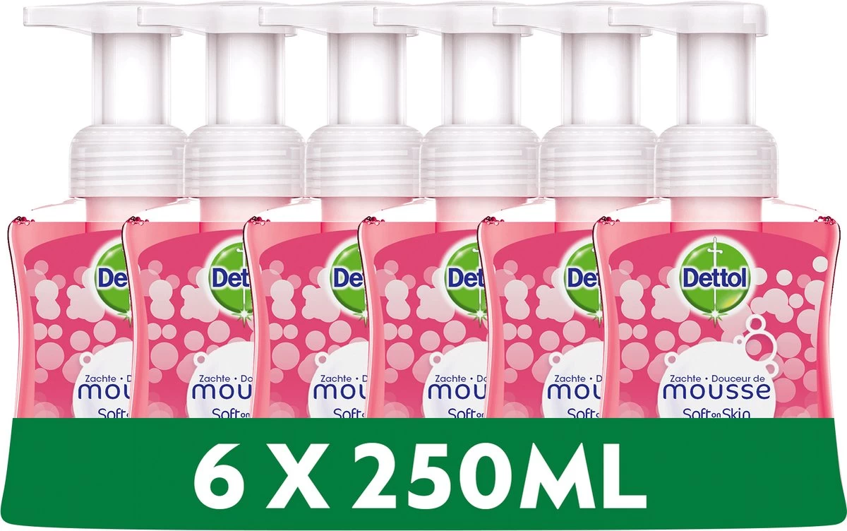 Dettol - Handzeep - Zachte Mousse - Antibacterieel - Roos & Kersenbloesem - 6 X 250 Ml 1 Dettol - Handzeep - Zachte Mousse - Antibacterieel - Roos & Kersenbloesem - 6 X 250 Ml