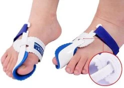 Hallux Valgus Statische Nachtspalk - Rechts + Links - Foot Pijnbestrijding - Teen Separator - Duim Corrector - Blauw / Wit -Manicure En Pedicure 1200x850
