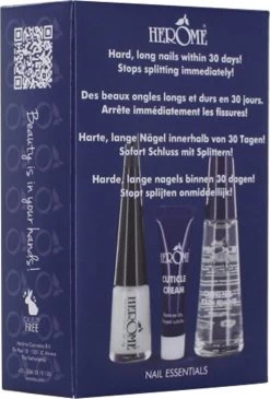 Herome 3 In 1 Manicure Nagelverzorging Set Blauw – Nagelset Voor Beschadigde Nagels - Nagelverharder, Nagellakremover En Nagelriemcreme - Set Van 3 -Manicure En Pedicure 813x1200