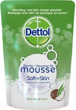 Dettol Handzeep Zachte Mousse - Antibacterieel - Navulling Magic Foam - Aloe Vera & Coco - 200 Ml